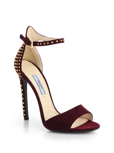 prada red suede platform sandals|Prada ankle strap platform sandals.